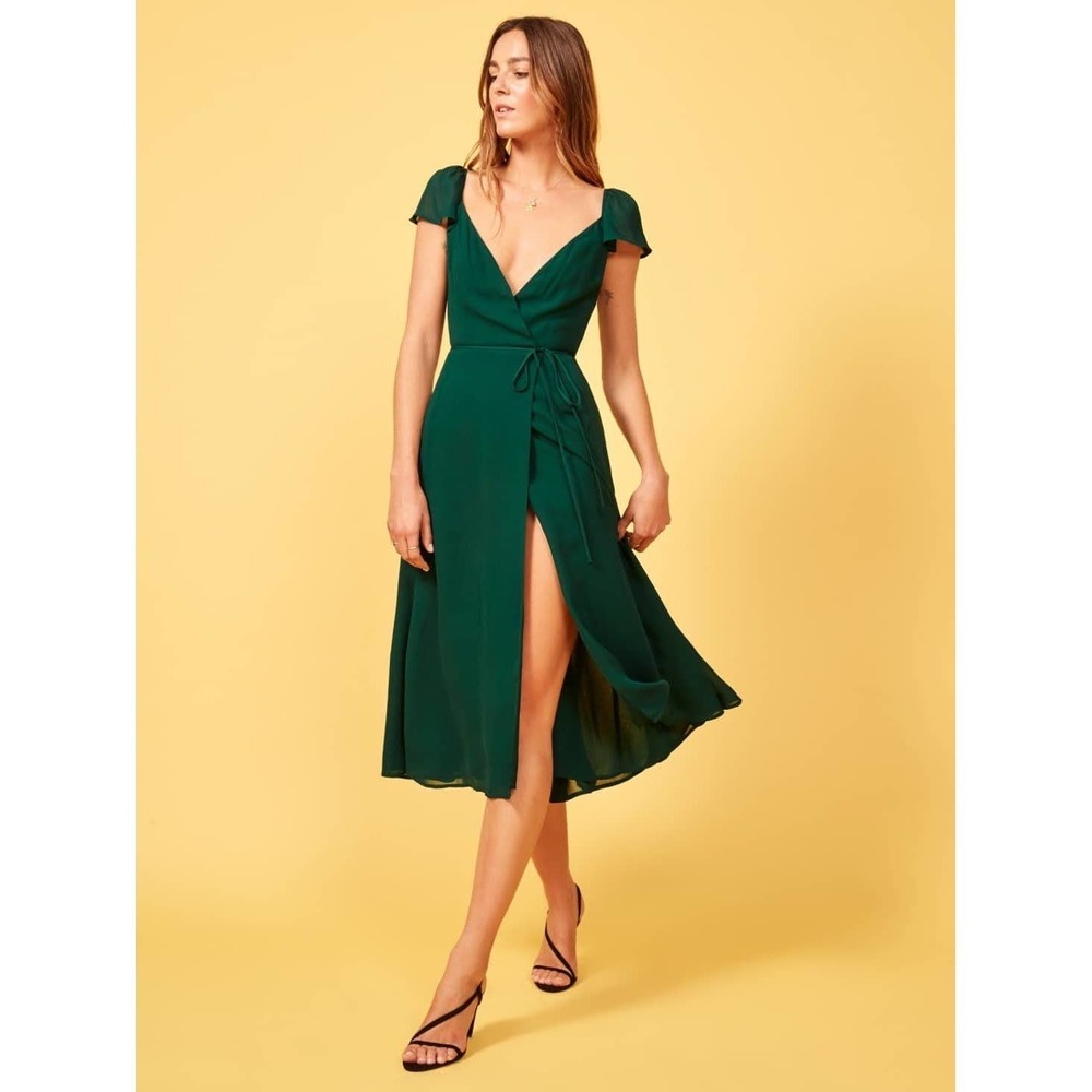 ✖️SOLD✖️Reformation Piper Emerald Midi Dress NWT - Picture 4 of 10
